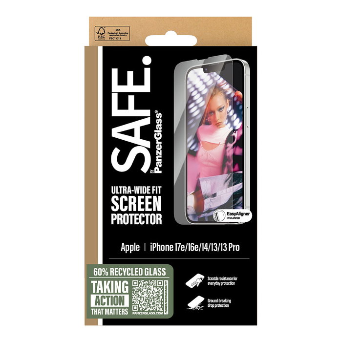 PanzerGlass SAFE. Protector de pantalla Ultra-Wide Fit con EasyAligner para iPhone 17e, 16e, 14, 13 y 13 Pro PanzerGlass SAFE. Protector de pantalla Ultra-Wide Fit con EasyAligner para iPhone 17e, 16e, 14, 13 y 13 Pro