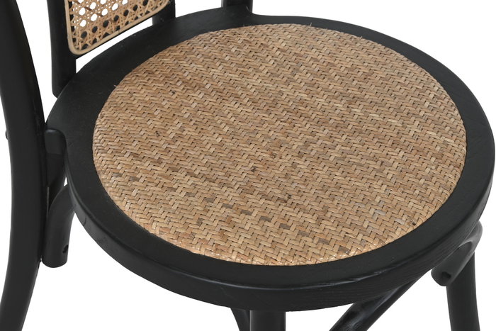DKD Home Decor Silla Olmo Ratan Negra Apilable