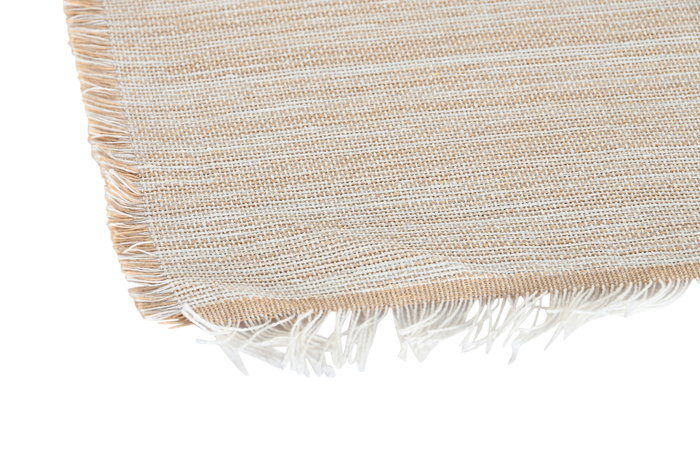 DKD Home Decor Individuales Básicos de Mesa Algodón y Poliéster Reciclado Marrón Claro con Flecos 33x46 cm Hecho a Mano (Pack 6)