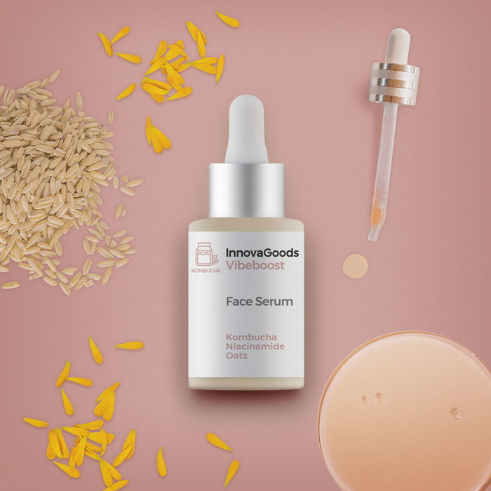 Pack Masajeador Facial, Sérum Facial Kombucha Vibeboost 30 ml y Crema Facial Kombucha Vibecare 50 ml InnovaGoods