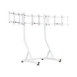 Thermaltake Soporte de Piso para 3 Monitores tipo Cockpit - Hasta 139.7 cm (55") / 60 kg, Ajustable VESA 75x75 a 200x200 mm, Color Blanco