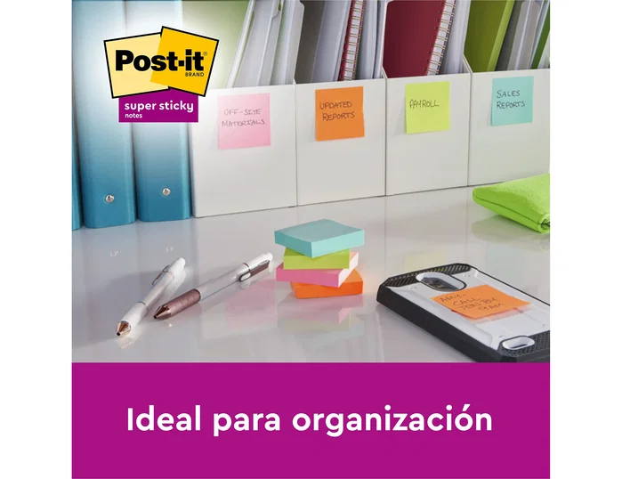 Post-it Super Sticky Notas Adhesivas Colores Surtidos Pack de 12 Post-it Super Sticky Notas Adhesivas Colores Surtidos Pack de 12