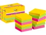 Post-it Bloc de Notas Adhesivas Super Sticky 47,6x47,6 mm con 90 Hojas, Pack de 12 Blocs, Colores Surtidos