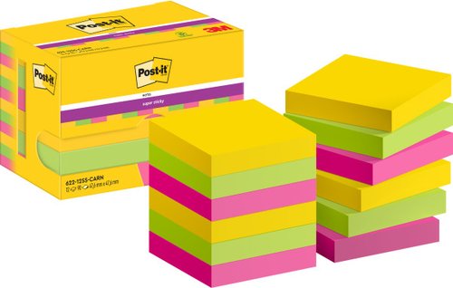 Post-it Super Sticky Notas Adhesivas Colores Surtidos Pack de 12