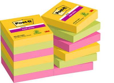 Post-it Super Sticky Notas Adhesivas Colores Surtidos Pack de 12