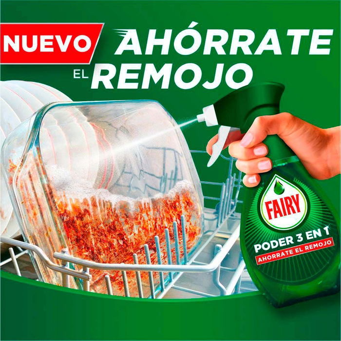 Fairy Spray Vajillas Sin Remojo Poder 3 en 1, Desengrasante y Limpiador, Aroma Limón, 500 ml