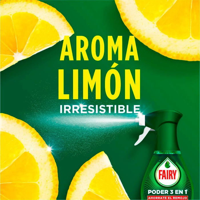 Fairy Spray Vajillas Sin Remojo Poder 3 en 1, Desengrasante y Limpiador, Aroma Limón, 500 ml