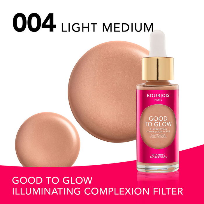 Bourjois GOOD TO GLOW Iluminador #4 30 ml con Vitamina C y Biopéptidos para un Acabado Radiante y Natural Bourjois GOOD TO GLOW Iluminador #4 30 ml con Vitamina C y Biopéptidos para un Acabado Radiante y Natural