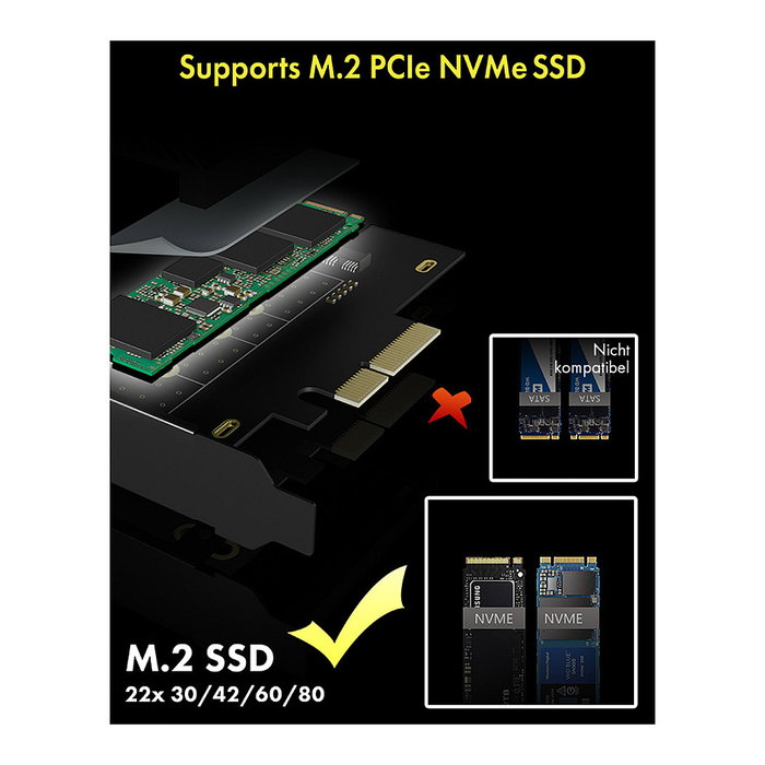 ICY BOX IB-PCI208-HS Tarjeta de expansión PCIe a M.2 NVMe con disipador