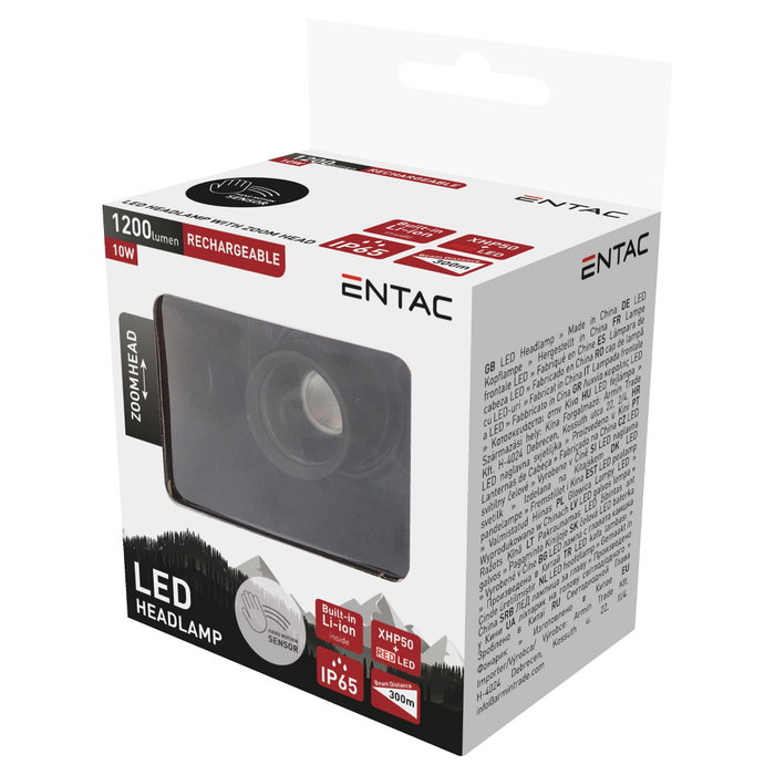 ENTAC Linterna frontal EHL-ZH-10W-R Gris