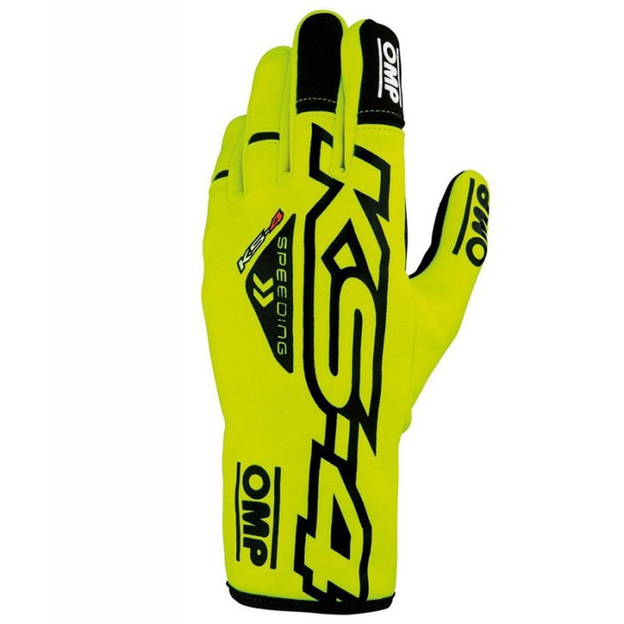 Omp OMPKB0-2750-A01-059-L Guantes Karting Ks-4 Modelo Renovado Amarillo-Negro Talla L Piel Ante Protección Exterior para Principiantes