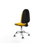 Silla de oficina Algarra con mecanismo Contacto permanente básico tapizada con Tela color Amarillo. Equipada con Base cromada, Sin brazosy Topes