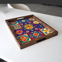 Aberto Design Bandeja REF015 de Madera Maciza para Decoración del Hogar 48x38x4 cm Elegante y Funcional