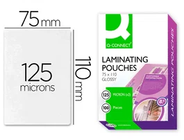 Q-connect Bolsa Plastificar 110 x 75 mm 125 mc Carnet Identidad Caja 100 Unidades
