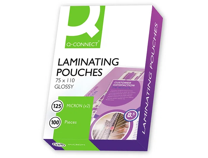 Q-connect Bolsa Plastificar 110 x 75 mm 125 mc Carnet Identidad Caja 100 Unidades