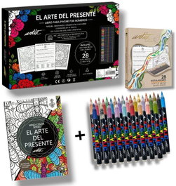 ARTIST BY ALEX BOG Kit Mindfulness Artist Libro Pinta por Números y Estuche 28 Acrylic Brush
