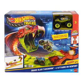 Hot Wheels Monster Trucks Mordedura De Serpiente JJN44 - Juguete de Coches a Escala 1:64 con Pista de Salto y Figura de Serpiente para Niños +4 Años