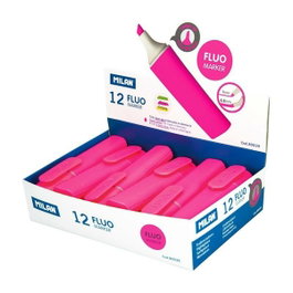 Milán Marcadores fluorescentes color rosa, 12 uds, con expositor