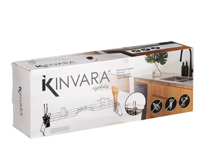 Kinvara Soporte Fregadero Metal Doble Cubertero 44 x 11 x 16 cm (Set de 4)