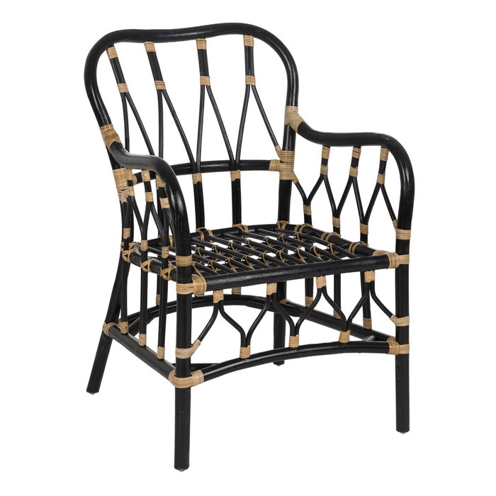 Sillón Negro Ratán Salón 58 X 62 X 85 cm Sillón Negro Ratán Salón 58 X 62 X 85 cm