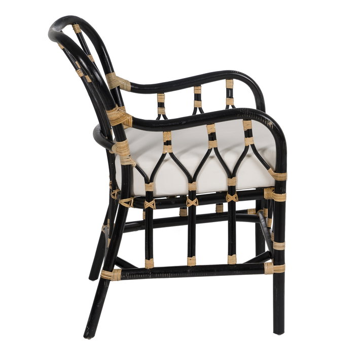 Sillón Negro Ratán Salón 58 X 62 X 85 cm Sillón Negro Ratán Salón 58 X 62 X 85 cm