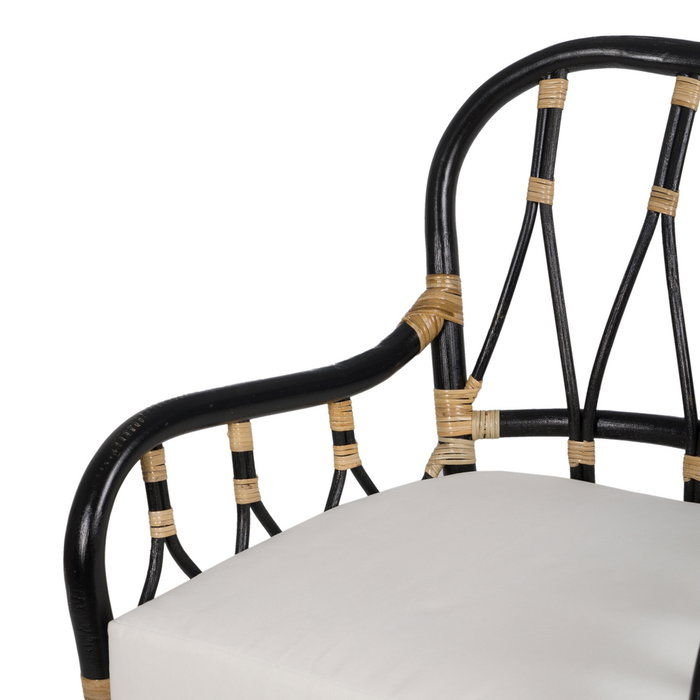 Sillón Negro Ratán Salón 58 X 62 X 85 cm Sillón Negro Ratán Salón 58 X 62 X 85 cm