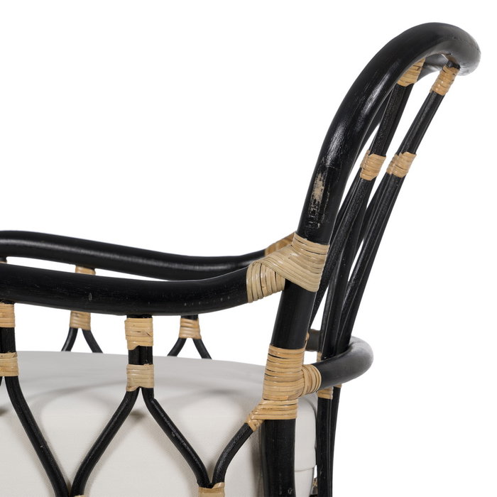 Sillón Negro Ratán Salón 58 X 62 X 85 cm Sillón Negro Ratán Salón 58 X 62 X 85 cm