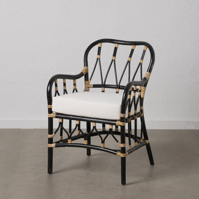 Sillón Negro Ratán Salón 58 X 62 X 85 cm Sillón Negro Ratán Salón 58 X 62 X 85 cm
