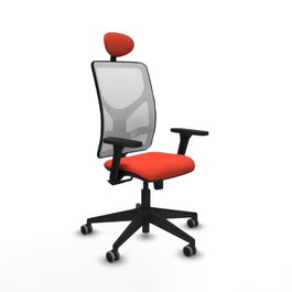 PIQUERAS Y CRESPO Silla de oficina Motilla con mecanismo Sincro, brazos 3D y cabecero fijo, Naranja oscuro/Blanco