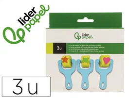 Liderpapel Esponja Manualidades Goma Eva Rodillo Formas Caja de 3 Unidades 45x160x135 mm