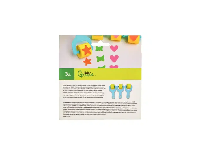 Liderpapel Esponja Manualidades Goma Eva Rodillo Formas Caja de 3 Unidades 45x160x135 mm