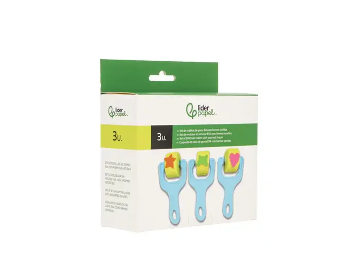 Liderpapel Esponja Manualidades Goma Eva Rodillo Formas Caja de 3 Unidades 45x160x135 mm