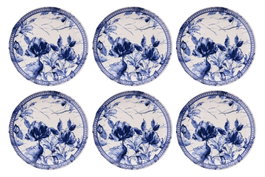 Hermia Juego de Platos de Servicio 6 Piezas Cerámica Azul y Blanco