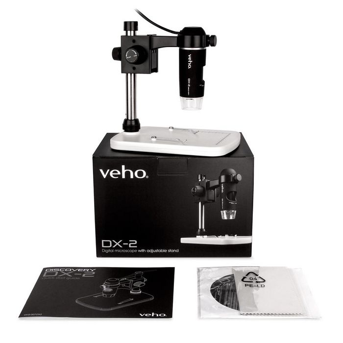 Veho DX-2 Microscopio USB 5MP, 300x Magnificación, Lente 5G, Ideal Inspección Industrial y Científica, Software Calibración