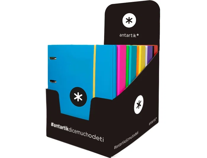 Antartik Carpeta con Recambio A4 Cuadro 5mm Forrada 4 Anillas 25mm Colores Surtidos