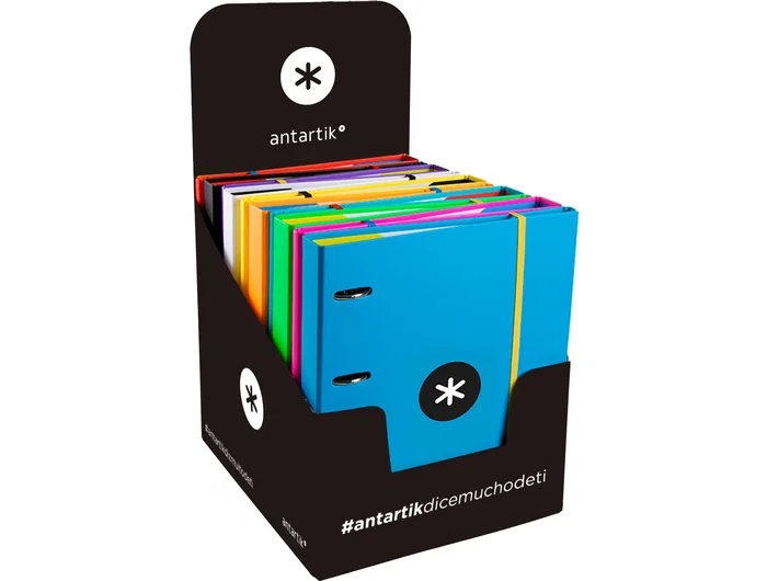 Antartik Carpeta con Recambio A4 Cuadro 5mm Forrada 4 Anillas 25mm Colores Surtidos
