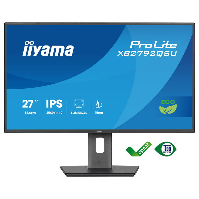 Iiyama ProLite XB2792QSU-B1 68,6cm/27" 2560x1440 QHD IPS 3ms 120Hz HDMI DisplayPort USB VESA HAS Pivot Negro