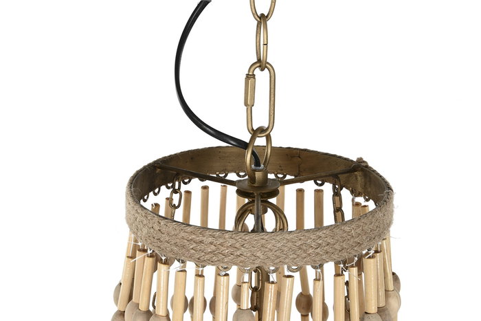 DKD Home Decor Lámpara Techo Balines Natural Yute Metal Flecos 50.5 x 148 x 50.5 cm