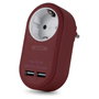 ENTAC Adaptador de enchufe EPAG-1EE-2USB-BR con 2x USB-A Borgoña