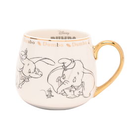 WIDDOP & CO Taza Dumbo Disney Porcelana China Ilustraciones Esbozadas Dorados