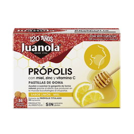 Juanola Gominolas Própolis Limón y Miel 36 Unidades para Garganta y Defensas, Sabor Dulce Refrescante