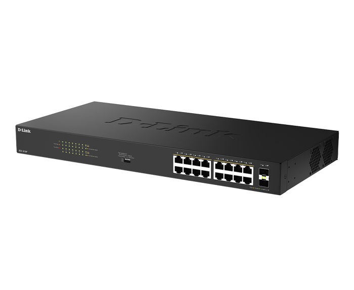 D-Link DGS-1018P Switch Gigabit con 16 puertos PoE y 2 puertos SFP
