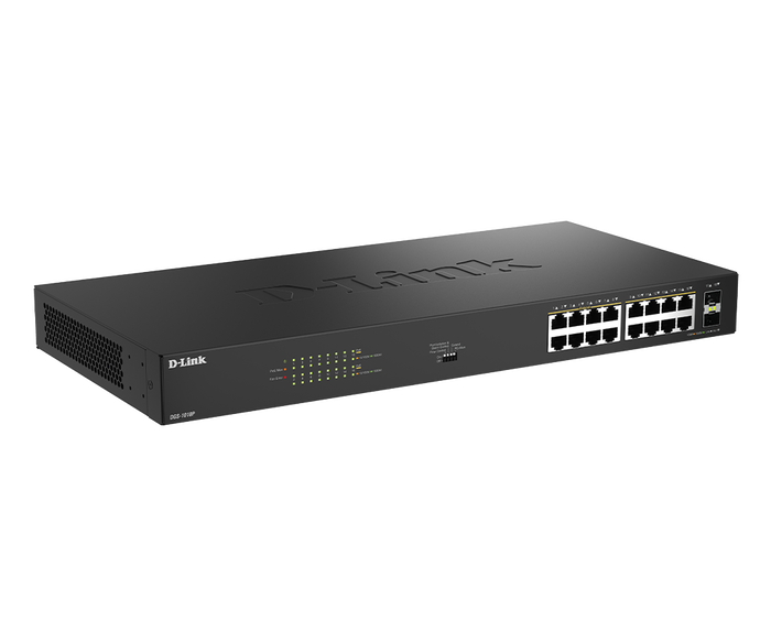 D-Link DGS-1018P Switch Gigabit con 16 puertos PoE y 2 puertos SFP