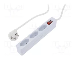 LogiLink LPS230 Regleta de alimentación blanca con 3 tomas Euro y cable de 1,5m