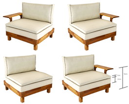 DKD Home Decor Outek 26 Sillón de Jardín y Terraza de Madera de Acacia y Poliéster Resistente al Agua y UV, Color Marrón/Beige, 85 x 70 x 98 cm