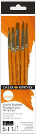 Pincel Daler Rowney Simply Acrilico Mango Corto #2 Set De 5