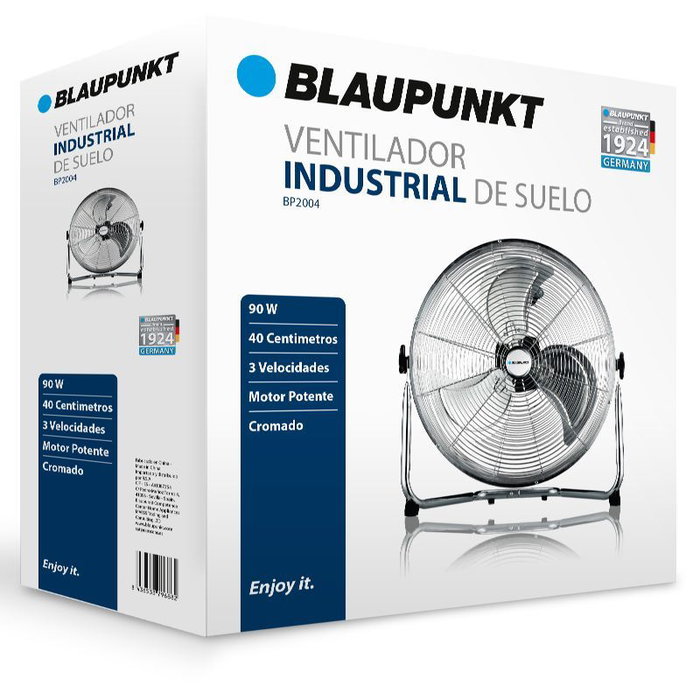 Blaupunkt Ventilador Industrial Cromado para Suelo, 40 cm, 90 W