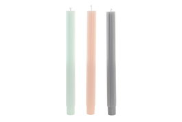 DKD Home Decor Vela Set de 3 Verde Rosa Gris 2 x 25 x 2 cm