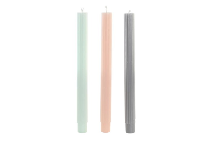 DKD Home Decor Vela Set de 3 Verde Rosa Gris 2 x 25 x 2 cm DKD Home Decor Vela Set de 3 Verde Rosa Gris 2 x 25 x 2 cm