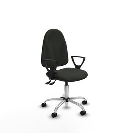 PIQUERAS Y CRESPO Silla de oficina Algarra con mecanismo Asincro, Tela Negra y Base cromada